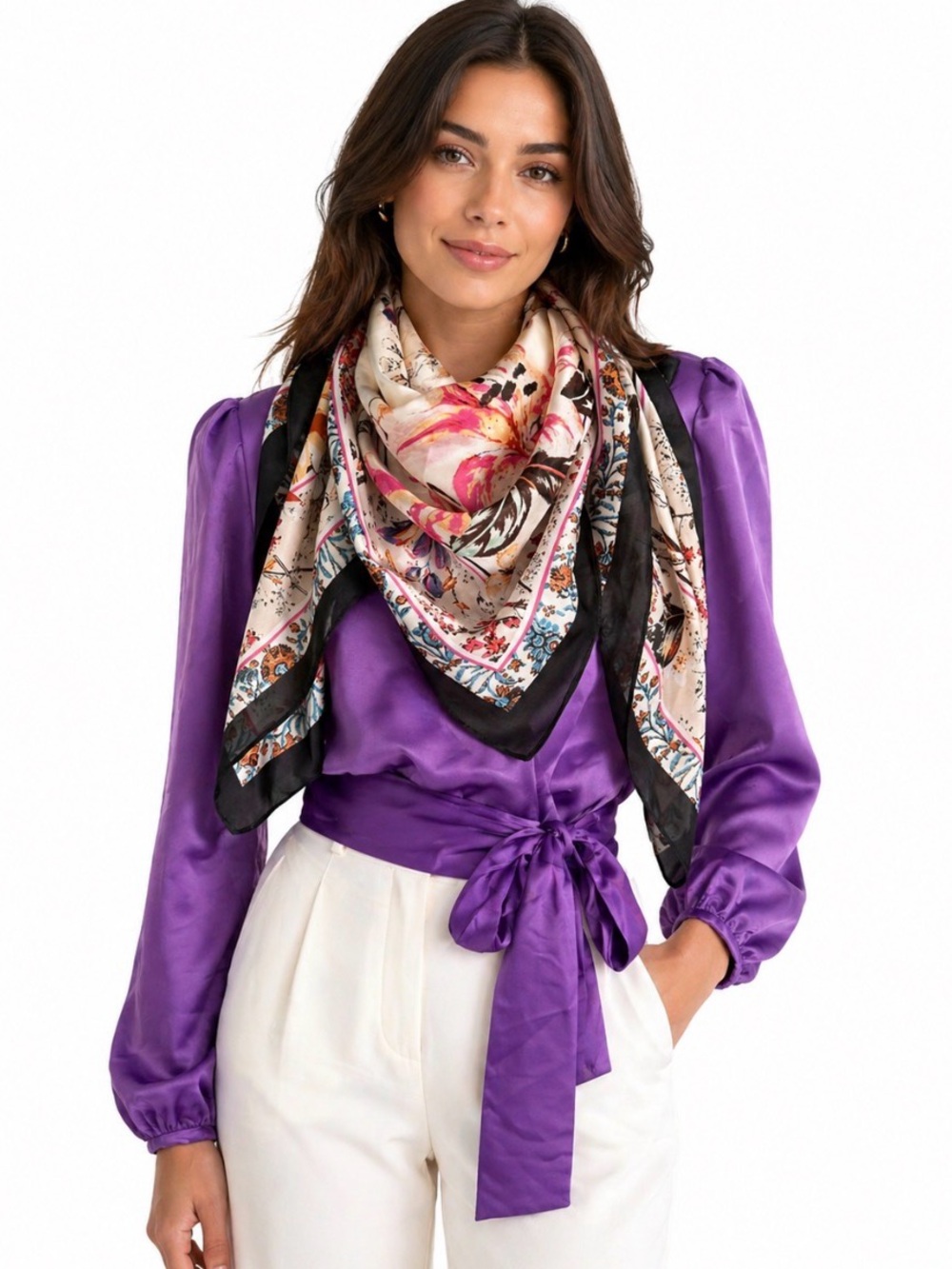 Vince Camuto Silk-Feel Flower & Butterfly Meadow Square Scarf. ✨NEW